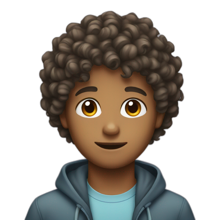 Black curly hair boy hello kitty | AI Emoji Generator