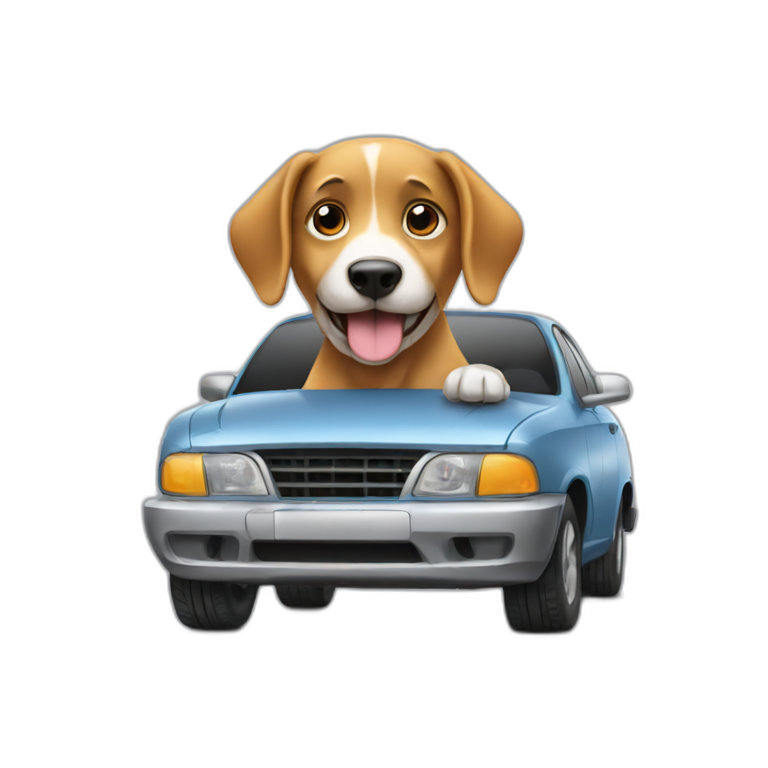 a dog running on a car | AI Emoji Generator