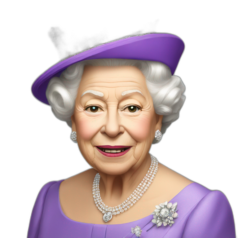 Queen Elizabeth II looking angry with a monocle | AI Emoji Generator