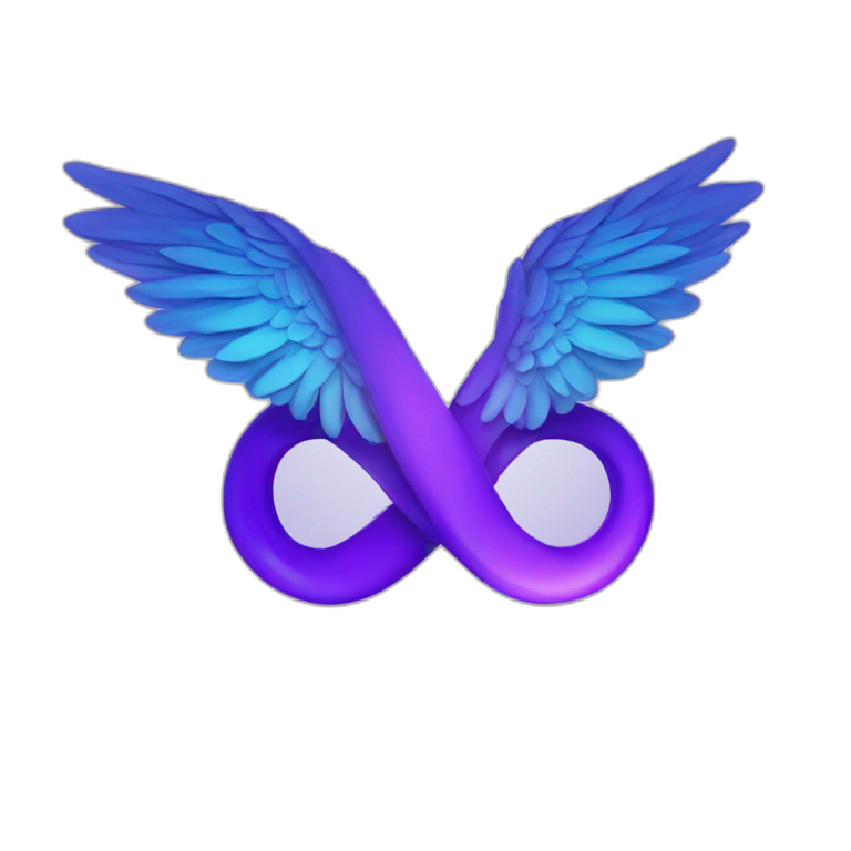 Purple and blue infinity sign with wings