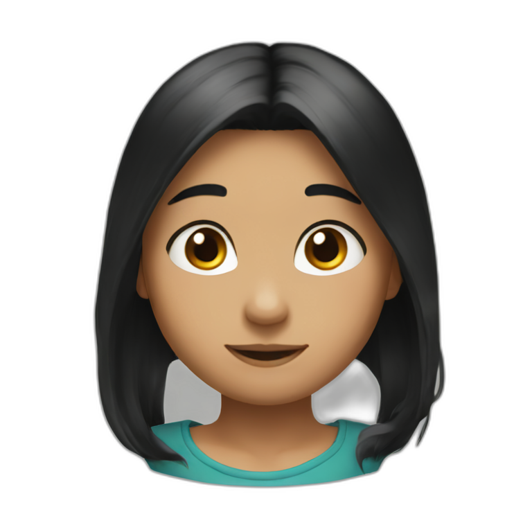 white girl with black hair, brown eye, blush on the cheeks | AI Emoji ...