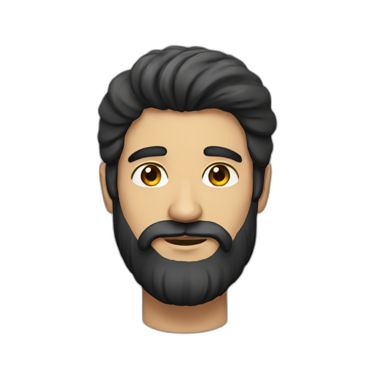 men with a beard and black semi long hair | AI Emoji Generator