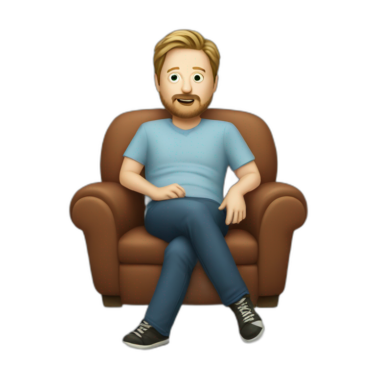 tim heidecker with a beard lazy lounging on couch | AI Emoji Generator