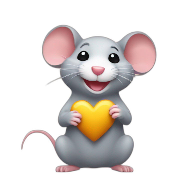 happy rat with a big heart in it's hand | AI Emoji Generator