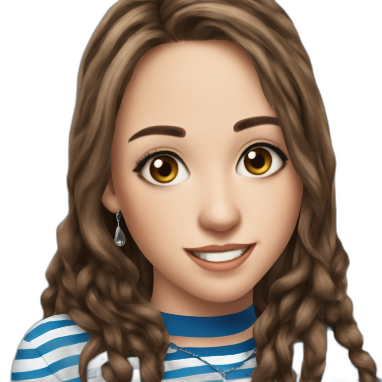 girl with striped shirt selfie | AI Emoji Generator