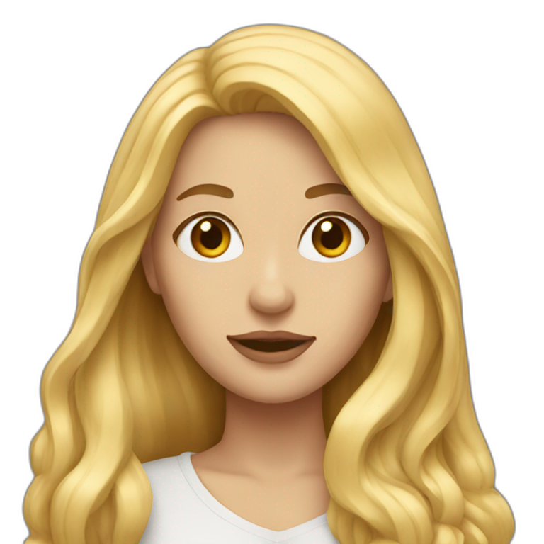 woman with very long blonde hair AI Emoji Generator