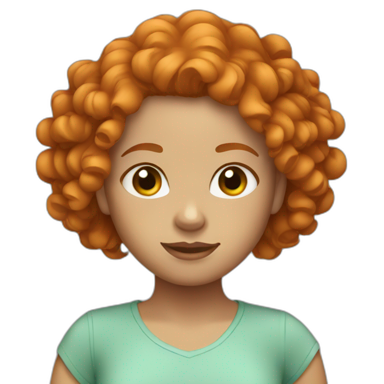 woman caucasian short curly ginger hair pink glasses | AI Emoji Generator