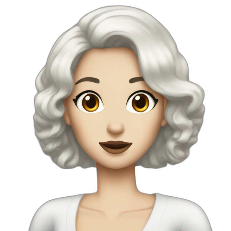 Goth, white skin, black hair, earrings. | AI Emoji Generator