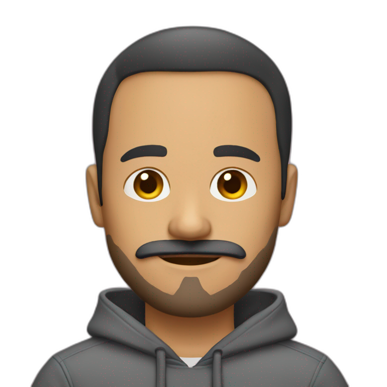 it nerd hoodie receding hairline and mustache | AI Emoji Generator