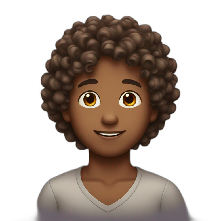 Brown boy with curly hair | AI Emoji Generator