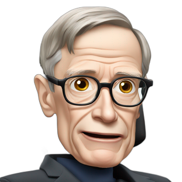 Stephen Hawking on a wheelchair | AI Emoji Generator