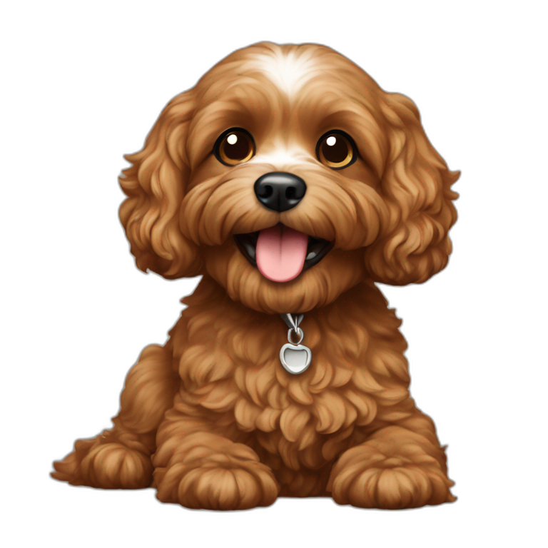 brown cavapoo with brown eyes | AI Emoji Generator