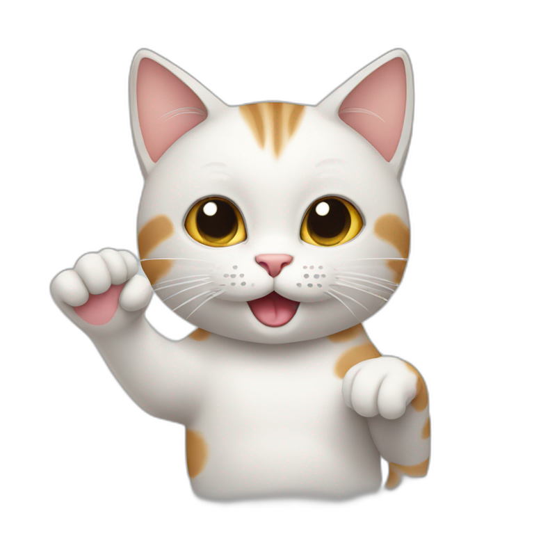 Cat saying hello with one hand | AI Emoji Generator