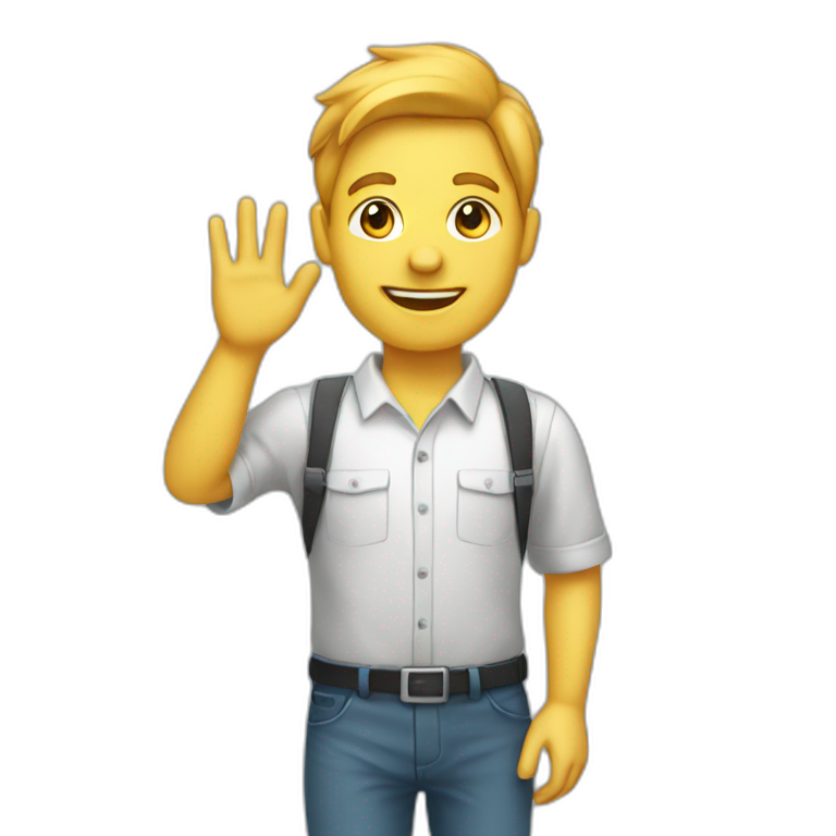 A guy waving hello | AI Emoji Generator