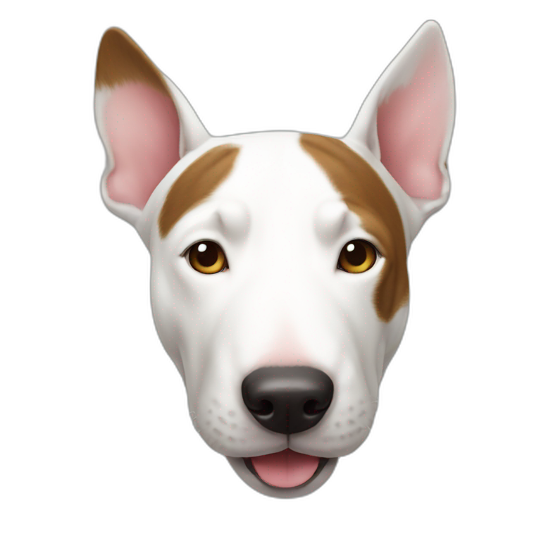 A white bull terrier with black ears | AI Emoji Generator