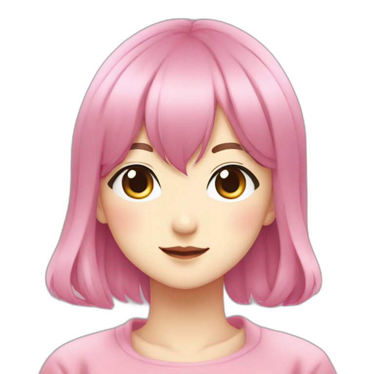 Nana Komatsu in Anime with Dark Pink Hair | AI Emoji Generator