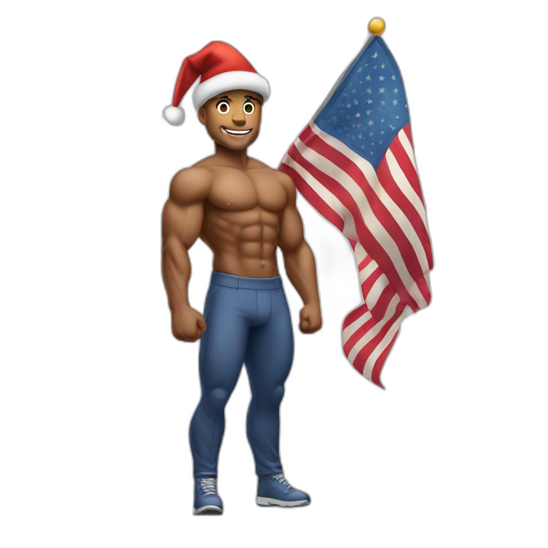 Create A Strong Man Emoji With A Confident Smile In Red And Gold Sporting A New Year S Hat And