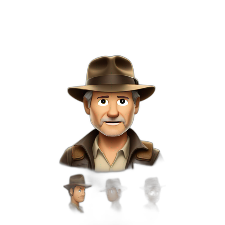 Harrison Ford as Indiana Jones. No patterns | AI Emoji Generator