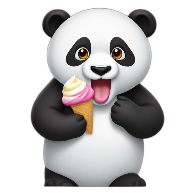 Panda eating ice cream | AI Emoji Generator