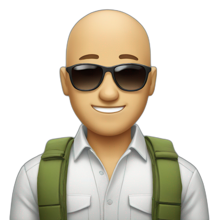 Bearded Bald Guy With Glasses Ai Emoji Generator