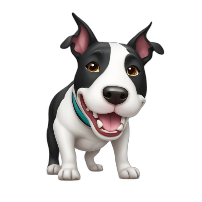 White bull terrier with black right ear | AI Emoji Generator