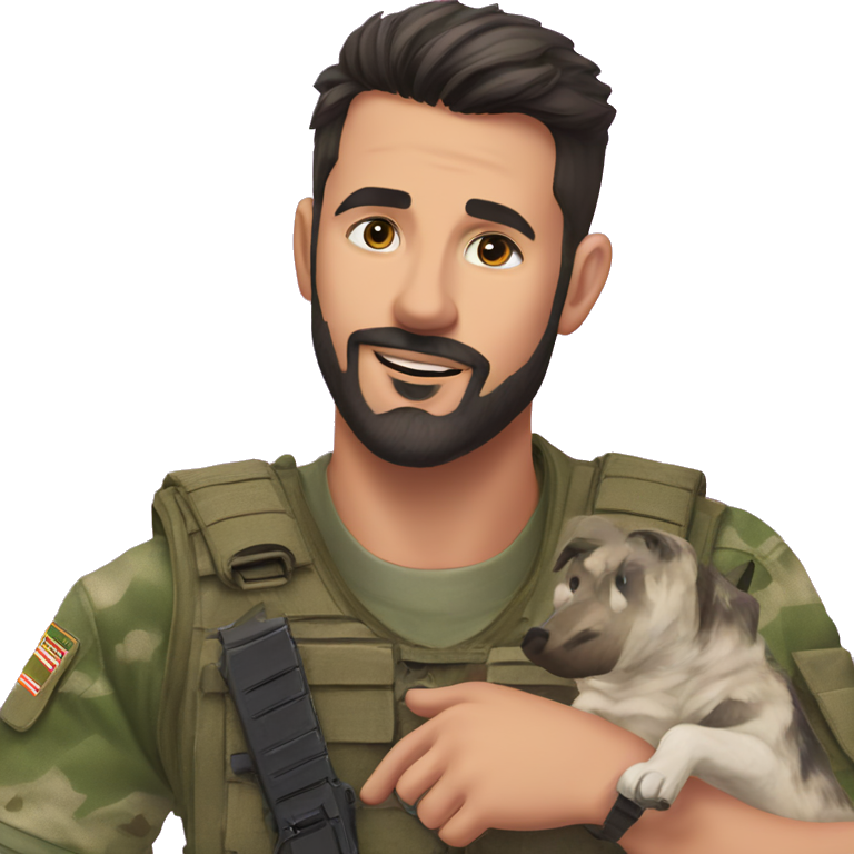 smiling soldier in camouflage outfit | AI Emoji Generator