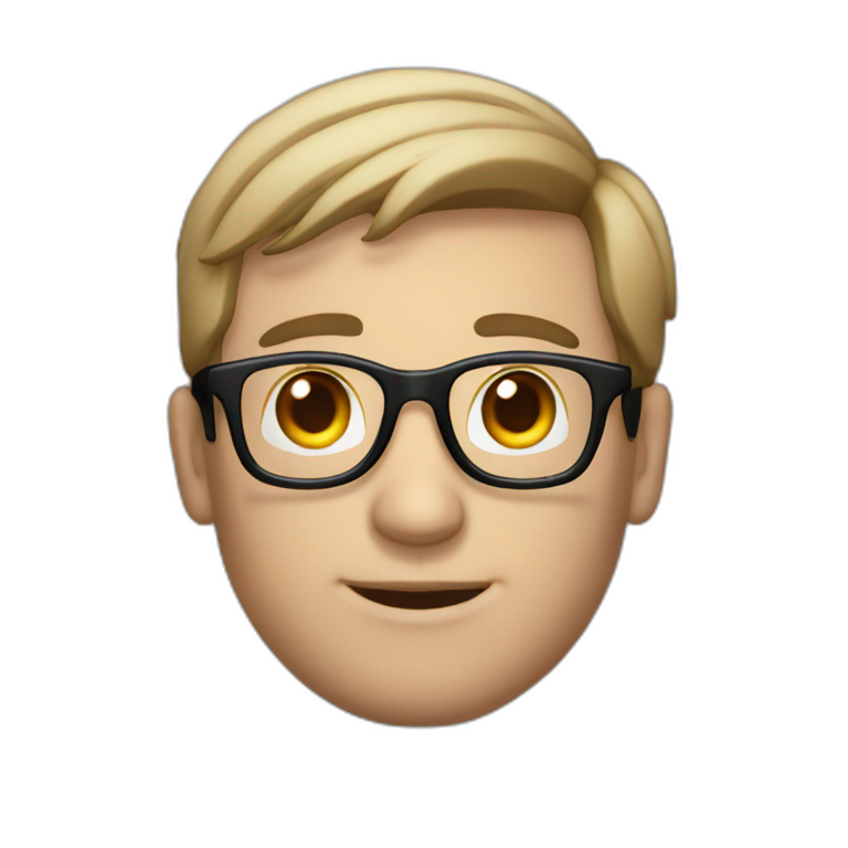 man with macbook with white transparent glasses | AI Emoji Generator