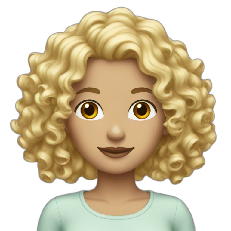 Blond women with laptop | AI Emoji Generator