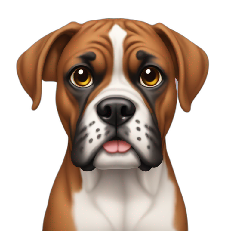 Brown and black boxer dog happy face | AI Emoji Generator