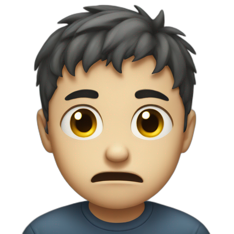 Angry child with blonde hair and orange clothes | AI Emoji Generator