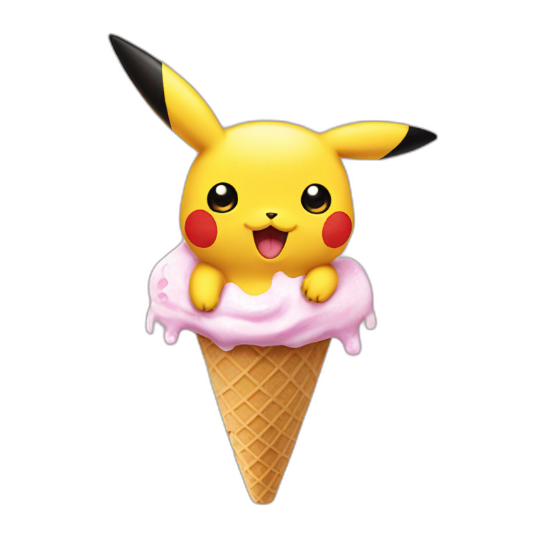 Pikachu eating ice cream | AI Emoji Generator