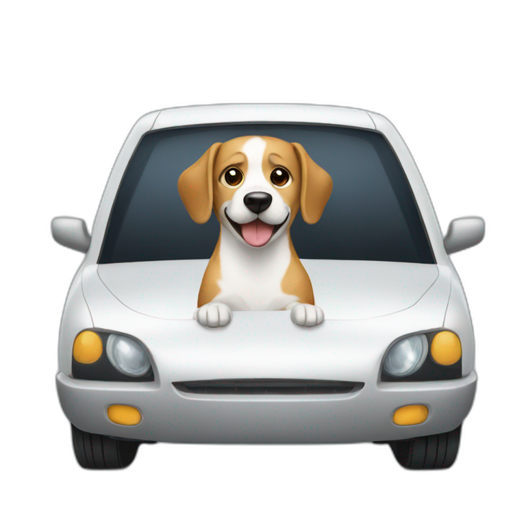 Maltese dog in car | AI Emoji Generator