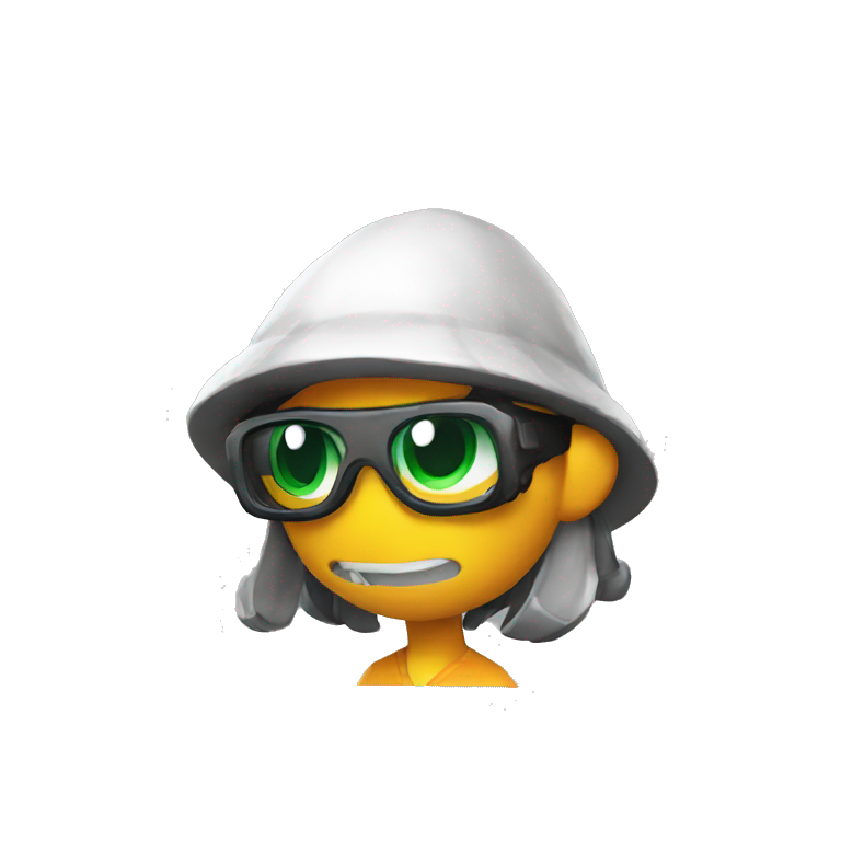 inkling from splatoon with earsphone and green hair | AI Emoji Generator