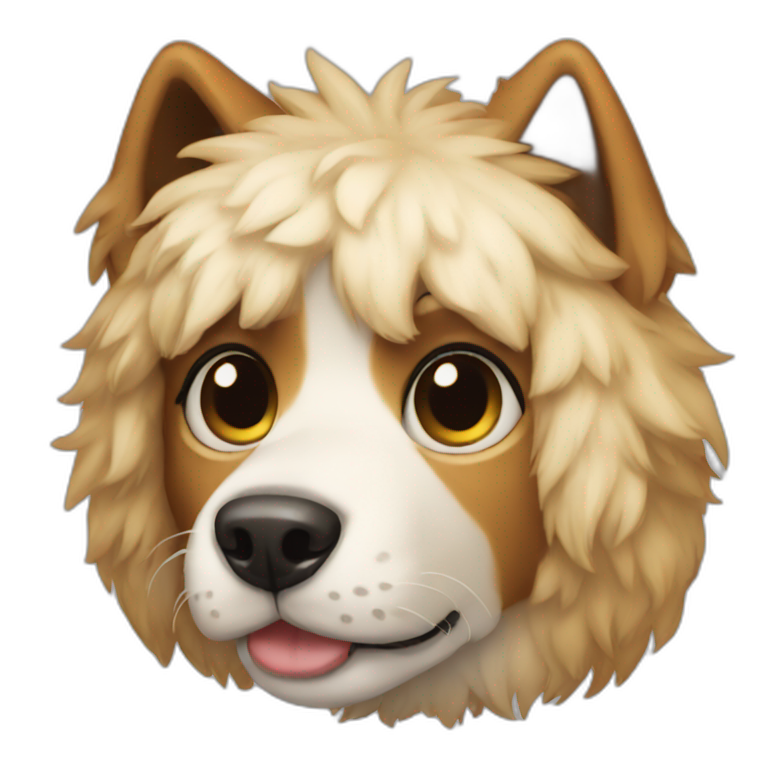 all black furry cute dog standing ears | AI Emoji Generator