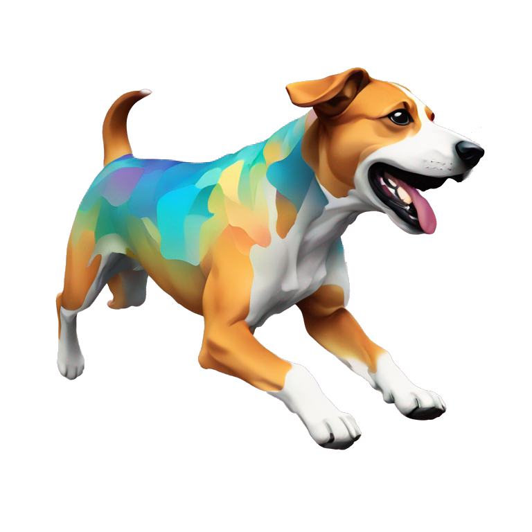 Abstract Dog made entirely of various gradient shapes | AI Emoji Generator