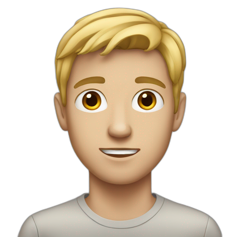 realistic white teenager with black hair | AI Emoji Generator