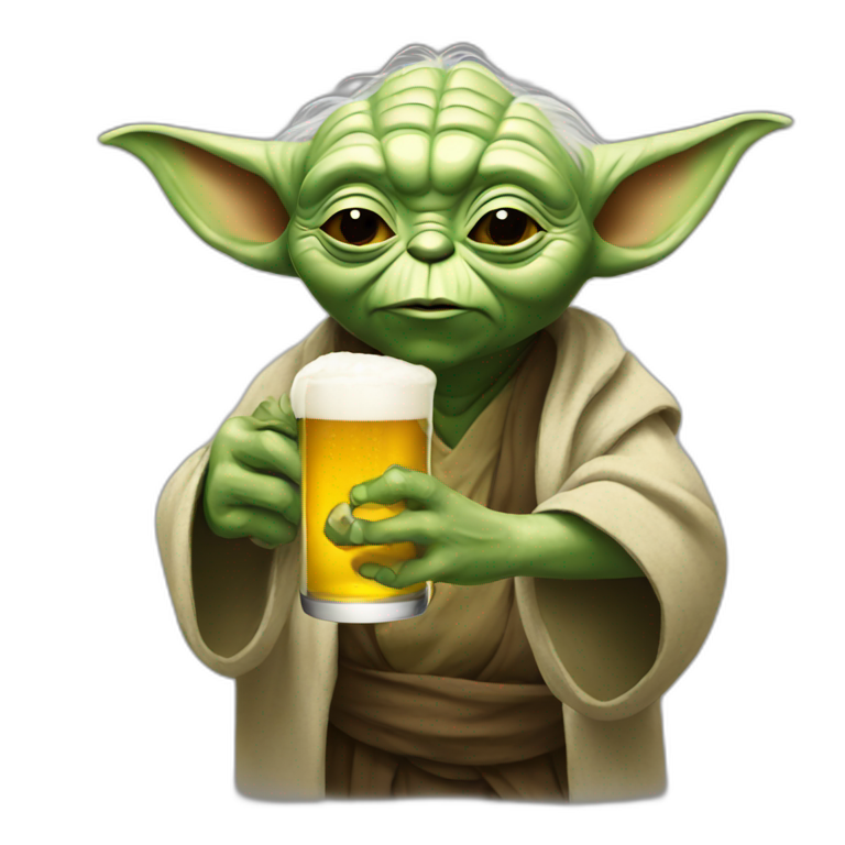 Yoda drinking beer | AI Emoji Generator