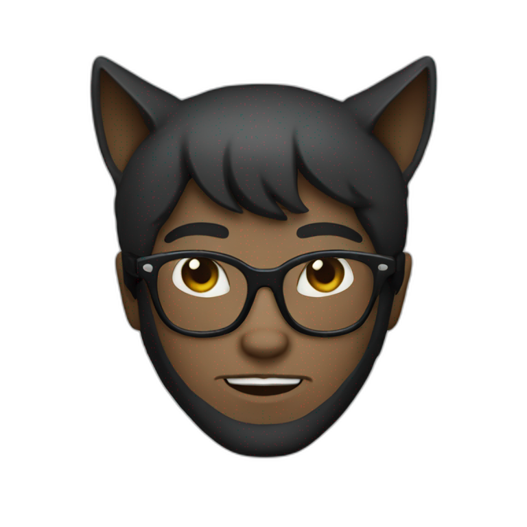 Dark Haired Cat Man With Glasses Ai Emoji Generator