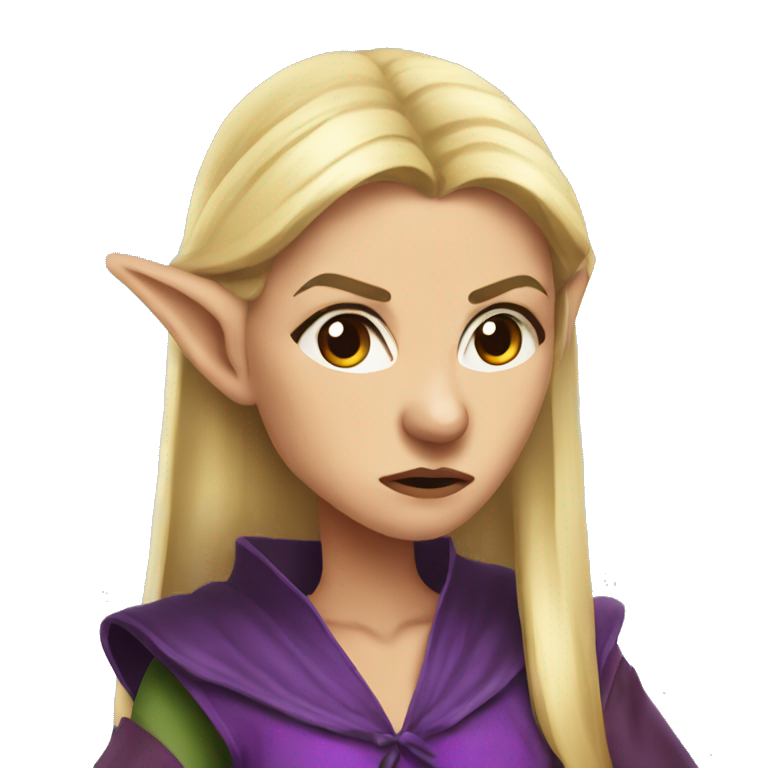 Noble female Elf with Elf ears and blonde hair and purple robes ...