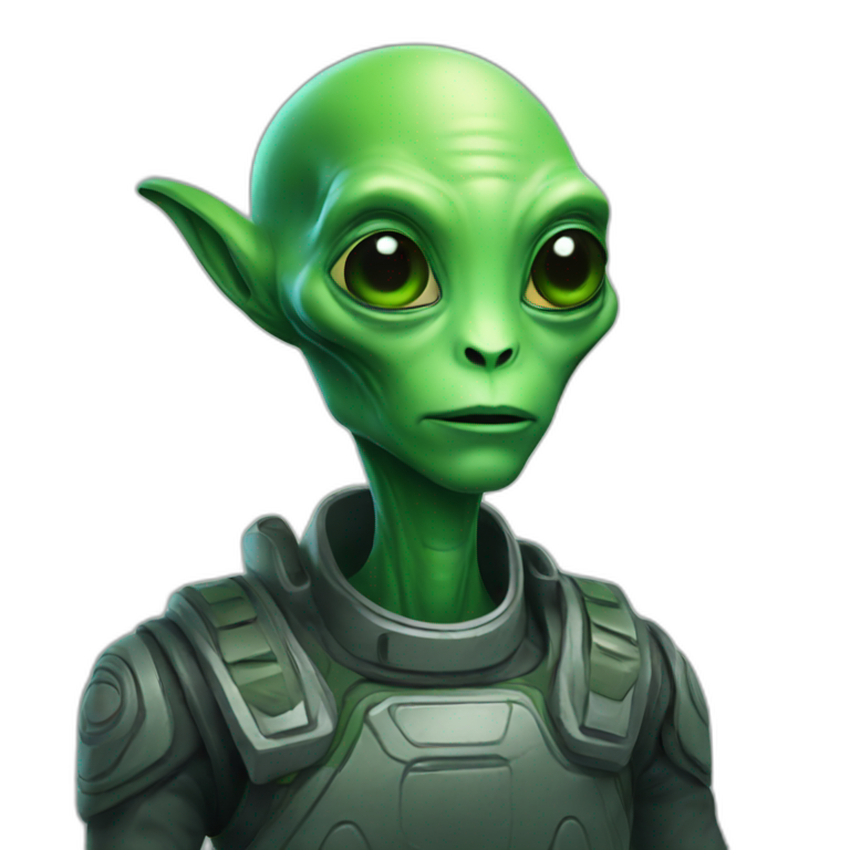 Green skinned Alien Barbie with pink hair | AI Emoji Generator