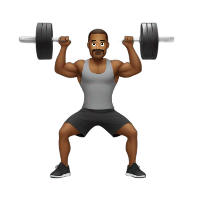 A man doing dumble workout, gym background | AI Emoji Generator