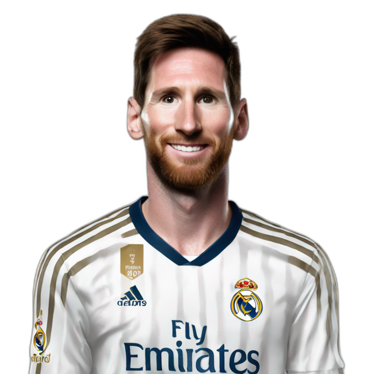 Messi wearing Real Madrid shirt | AI Emoji Generator