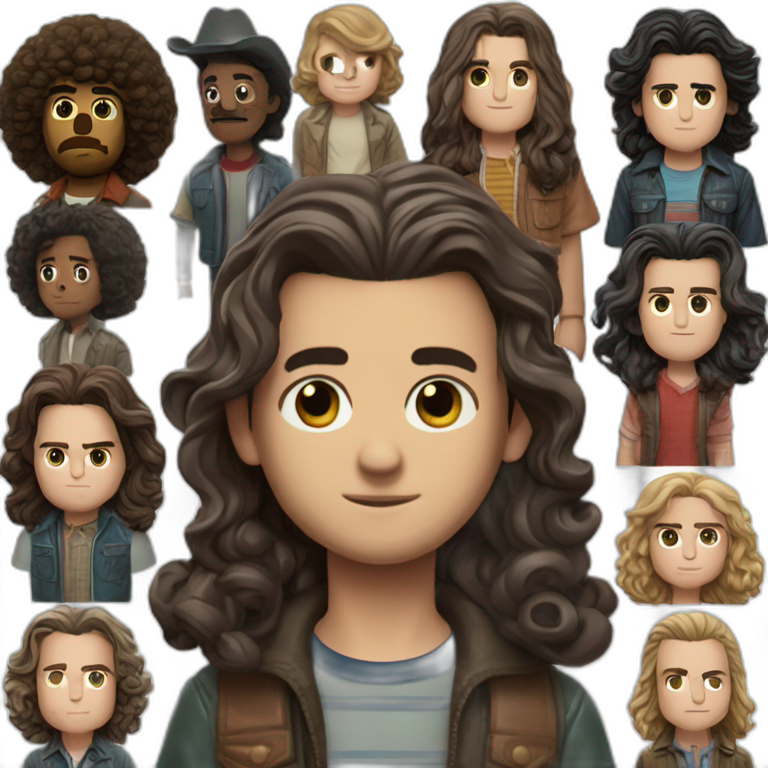 Eddie Munson Joseph Quinn with dark curled long hair stranger things ...