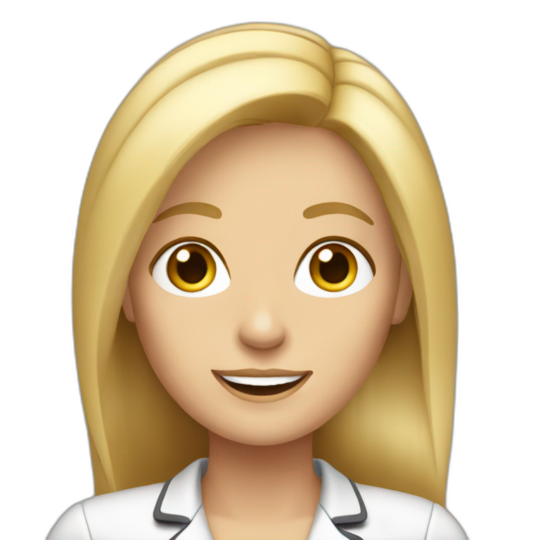 receptionist desk brown hair orange shirt | AI Emoji Generator