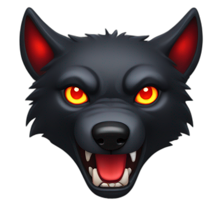 Wolf black fur girl red eyes | AI Emoji Generator