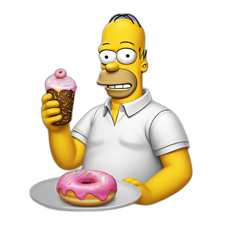 Homer Simpson mangeant des donuts | AI Emoji Generator