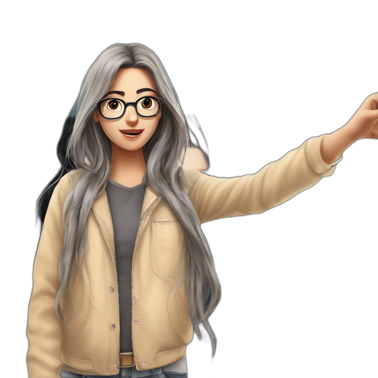 A White Girl With Long Hair And Hexagon Glasses Ai Emoji Generator 9181