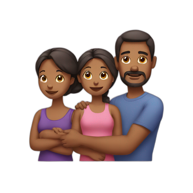 Large family of 3 sons and 1 daughter | AI Emoji Generator