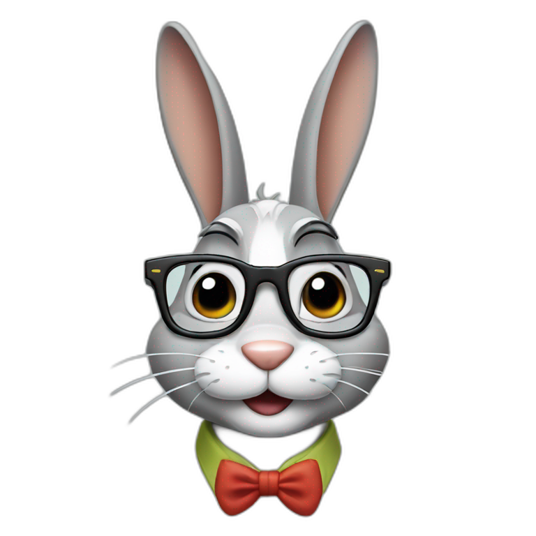 Bunny in hat with glasses | AI Emoji Generator