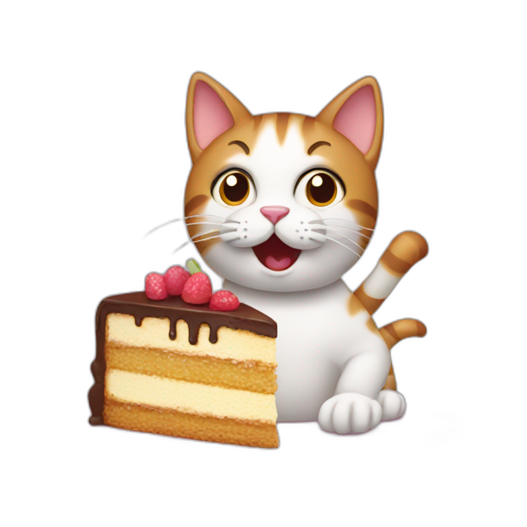 Cute Cat Holding Birthday Cake Graphic by cutecat · Creative Fabrica